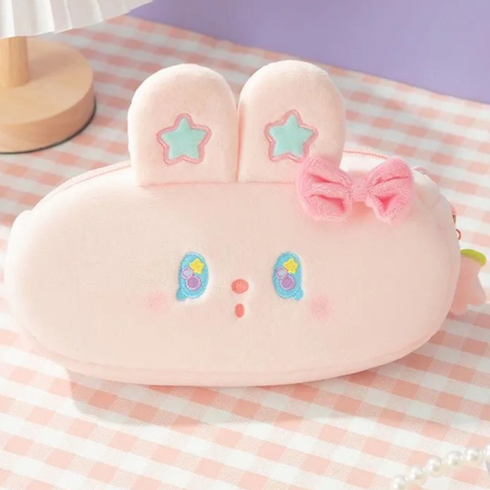 Bubble Bunny Plush Pencil Case | Bunny Rabbit Ears Star Makeup bag Travel Bag